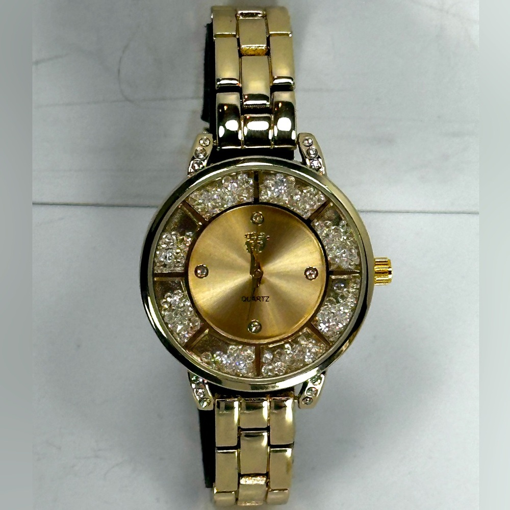 Vintage Elizabeth Taylor Floating “White Diamonds” Gold Quartz Women's Watch